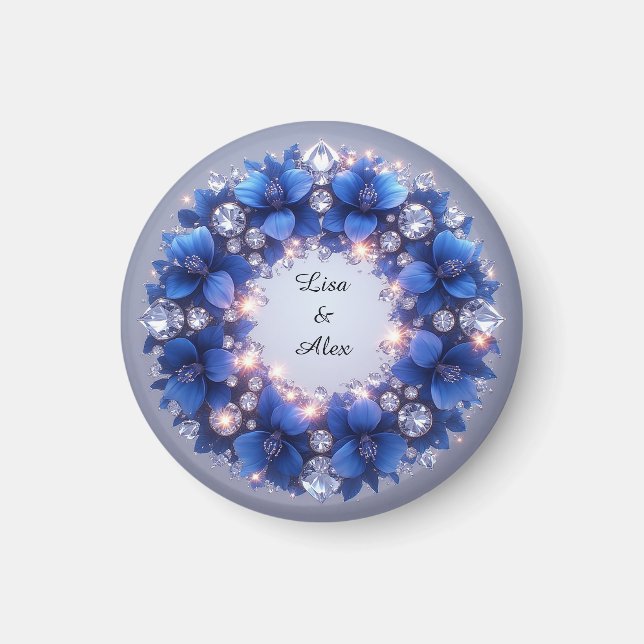 Aimant Élégante Serre De Terre Décorée De Fleurs Bleues (Devant)