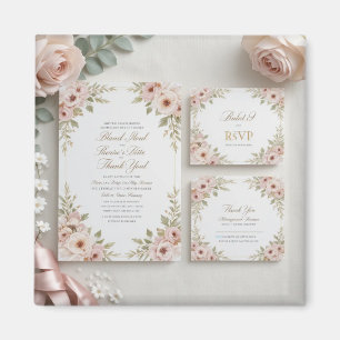Aimant Élégante Suite de Faire-part de mariage Florales R