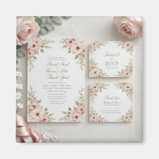 Aimant Élégante Suite de Faire-part de mariage Florales R