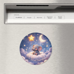 Aimant Élément éléphant rêveur et étoiles de minuit autou