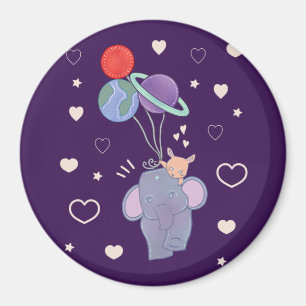 Aimant Élément et Lapin Montgolfière spatiale Fantaisis