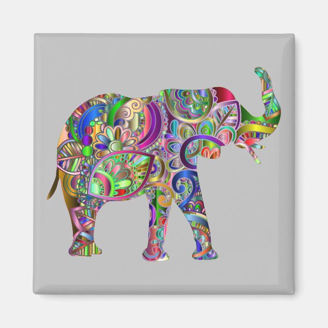 Aimant Eléphant Abstrait vibrant (Devant)