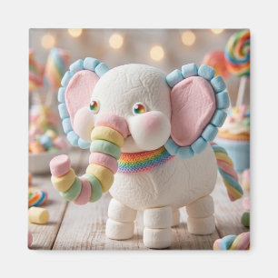 Aimant Éléphant en guimauve fantaisiste et bonbons pastel