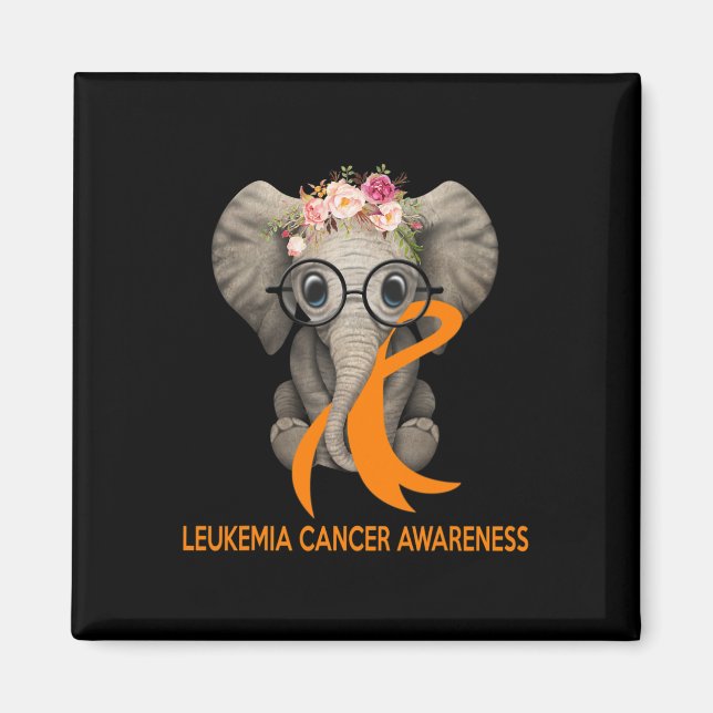 Aimant Eléphant Orange Ruban Leucémie Cancer Sensibilisat (Devant)