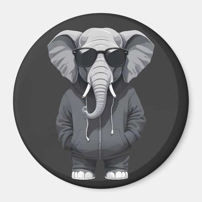 Aimant Eléphant Portant Sweat - shirt à capuche drôle Coo (Devant)