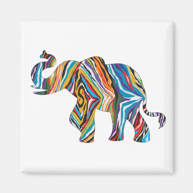 Aimant éléphant psychédélique (Devant)