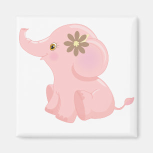 Aimant Eléphant rose bébé