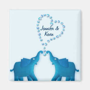 Aimant éléphants bleus