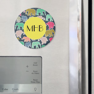 Aimant Eléphants Colorés, Motif Des Eléphants, Monogramme