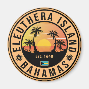 Aimant Eleuthera Island Bahamas Retro Sunset Souvenirs