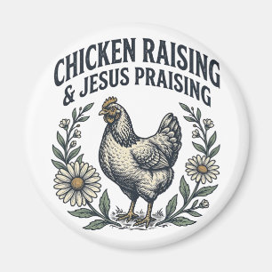 Aimant Élevage de poulets et louange à Jésus vintage poul