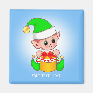 Aimant Elf mignon et votre texte en bleu clair