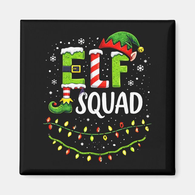 Aimant Elf Squad Christmas Lights Matching Holiday Crew  (Devant)