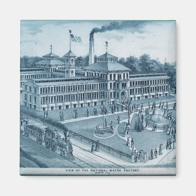 Aimant Elgin Watch Factory 1871 Image Elgin Illinois (Devant)