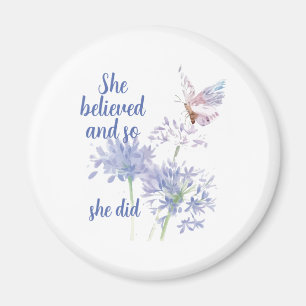 Aimant "Elle a cru et donc Citation Motif Papillon