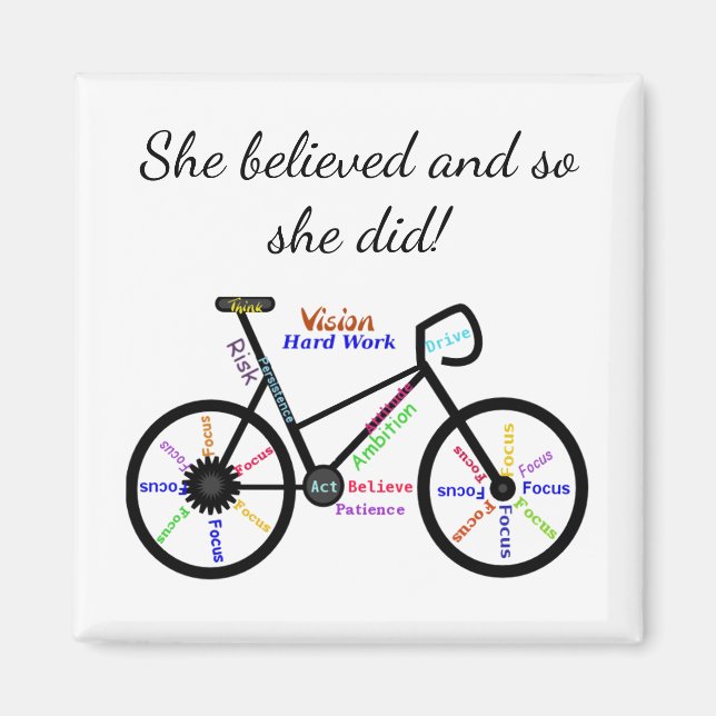Aimant "Elle croyait Inspiration Citation Bike (Devant)
