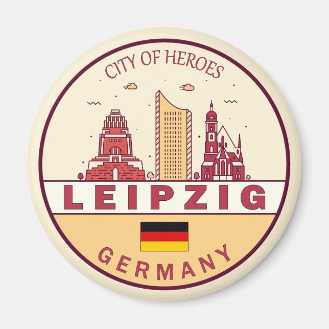 Aimant Emblem Leipzig Allemagne City Skyline (Devant)