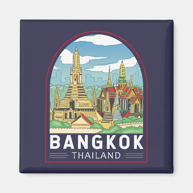 Aimant Emblème Bangkok Thaïlande Travel Retro (Devant)