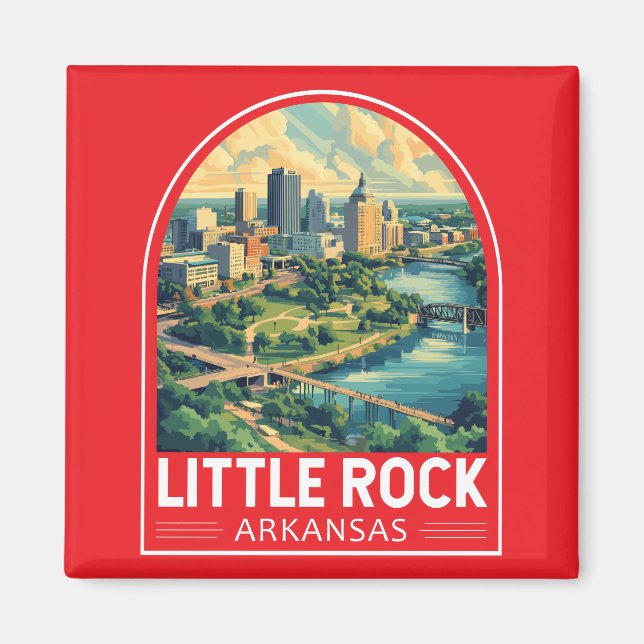 Aimant Emblème d'art de voyage de Little Rock Arkansas (Devant)