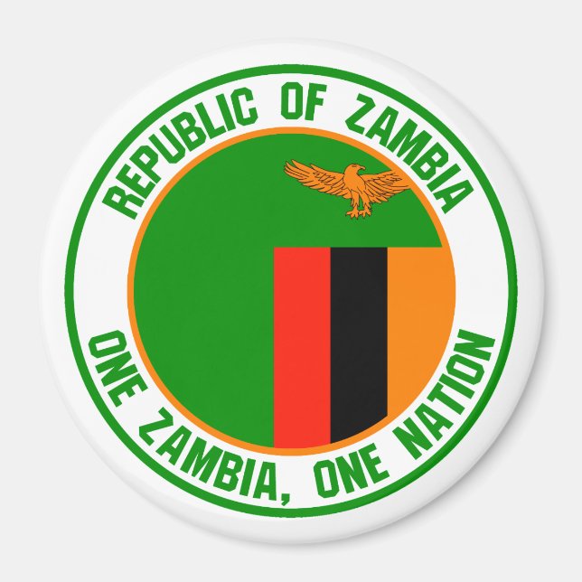 Aimant Emblème de la Zambie ronde (Devant)