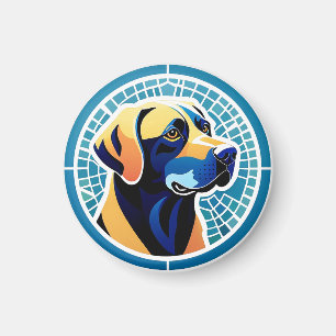Aimant Emblème de logo de tête de chien géométrique