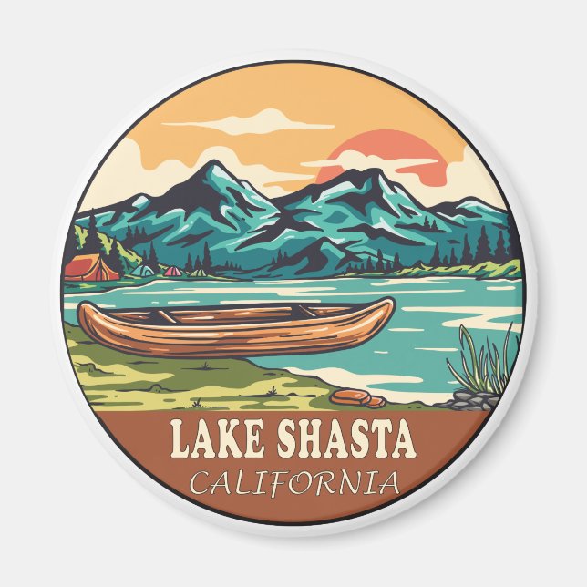 Aimant Emblème de pêche nautique du lac Shasta en Califor (Devant)