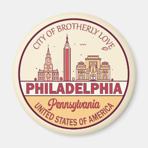 Aimant Emblème de Philadelphie Pennsylvania City Skyline