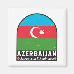 Aimant Emblème du drapeau d'Azerbaïdjan Vintage