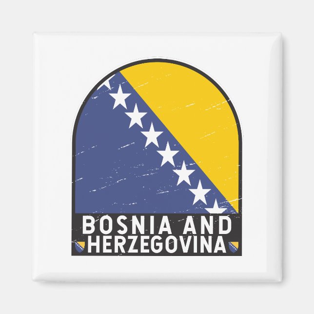 Aimant Emblème du pavillon de la Bosnie-Herzégovine en dé (Devant)