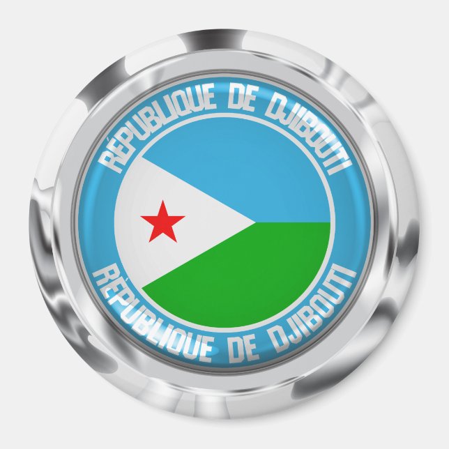 Aimant Emblème rond de Djibouti (Devant)