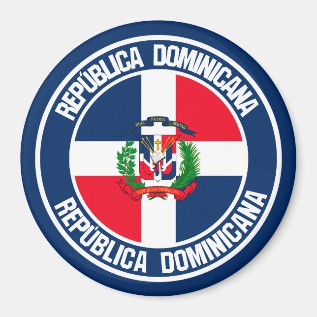 Aimant Emblème rond de la République Dominicaine (Devant)