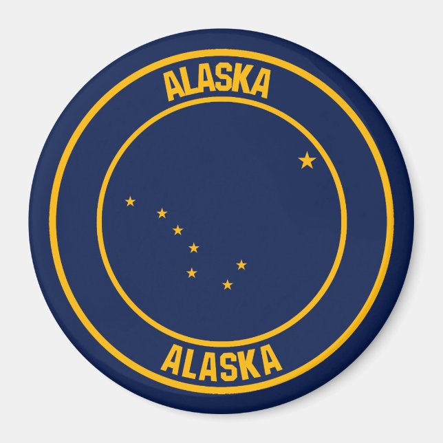 Aimant Emblème rond de l'Alaska (Devant)
