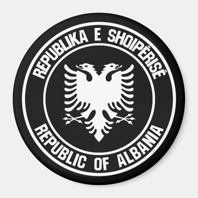 Aimant Emblème rond de l'Albanie (Devant)