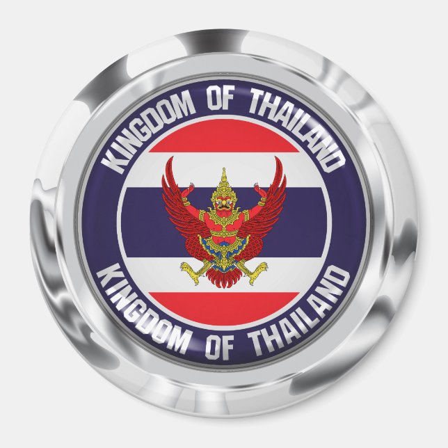 Aimant Emblème rond de Thaïlande (Devant)