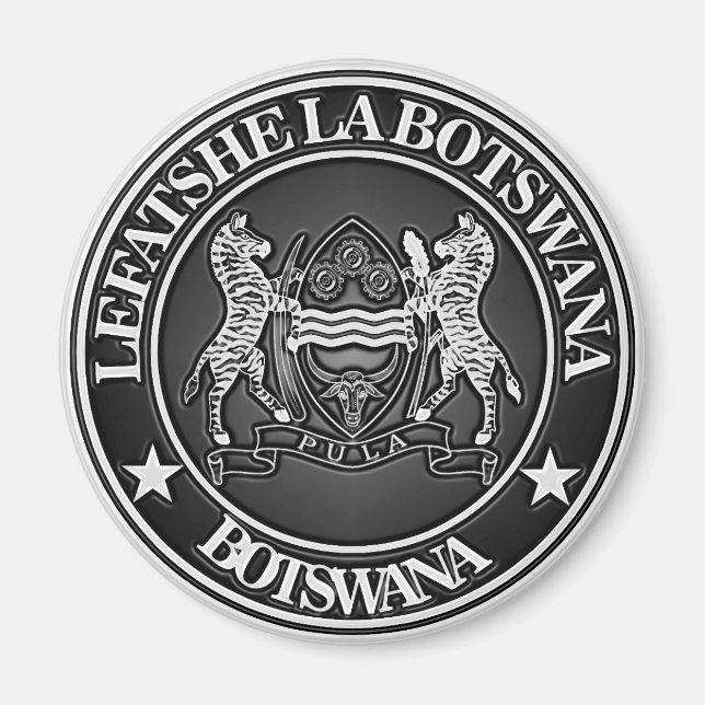 Aimant Emblème rond du Botswana (Devant)