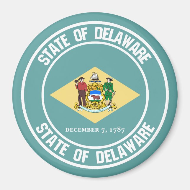 Aimant Emblème rond du Delaware (Devant)