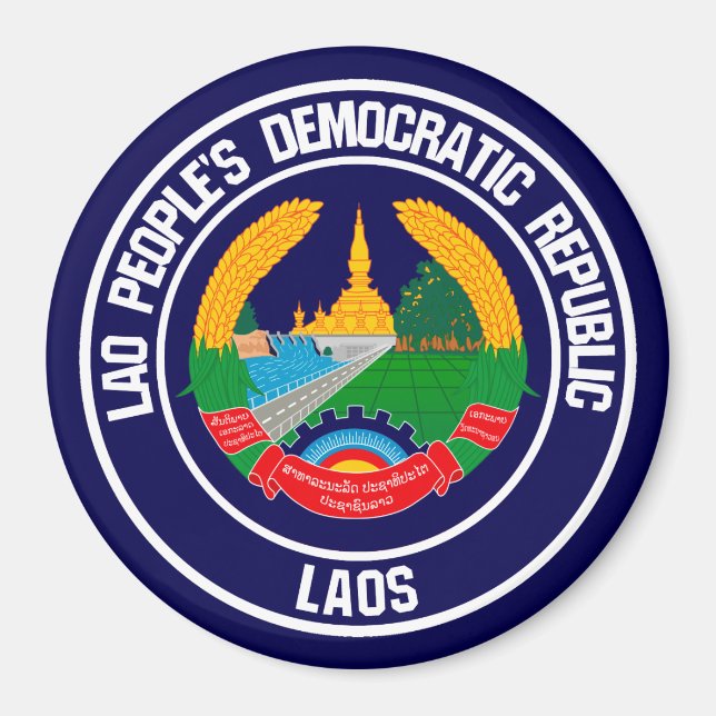 Aimant Emblème rond du Laos (Devant)