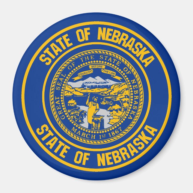Aimant Emblème rond du Nebraska (Devant)
