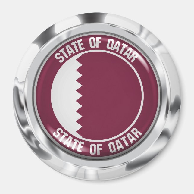 Aimant Emblème rond du Qatar (Devant)