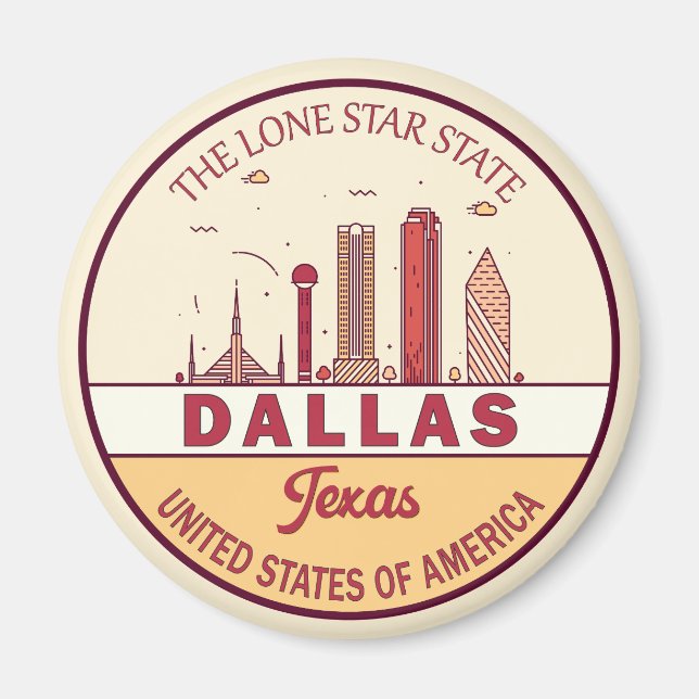 Aimant Emblème Skyline de Dallas Texas City (Devant)
