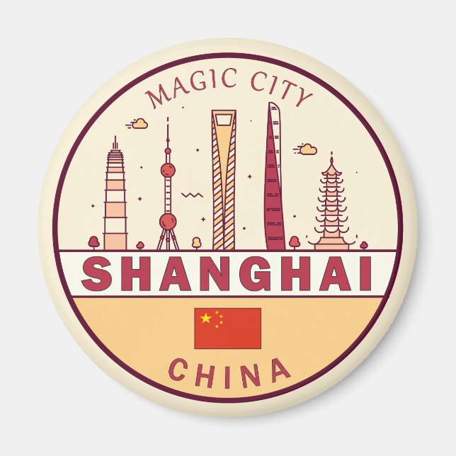 Aimant Emblème Skyline de Shanghai Chine (Devant)