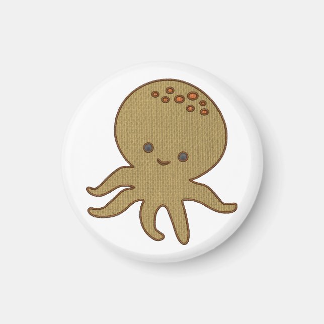 Aimant Embroderie de caricature octopus mignonne Imprimer (Devant)