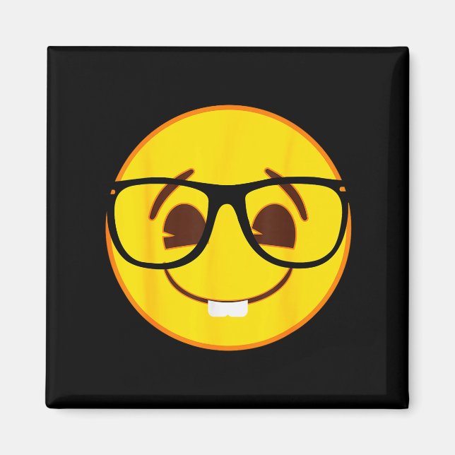 Aimant Emoji Nerd Gles Yellow Smile Face  (Devant)