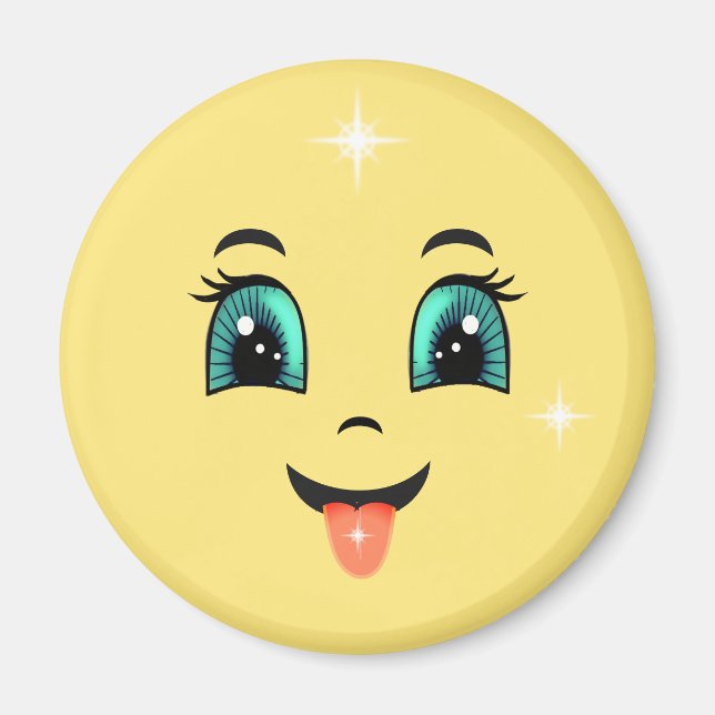 Aimant Emoji visage heureux mignon (Devant)