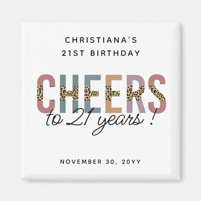 Aimant Empreinte de léopard de fête du 21e anniversaire m (Devant)
