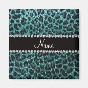 Aimant Empreinte de léopard d'parties scintillant turquoi