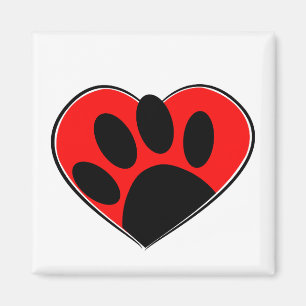 Aimant Empreinte de patte Amoureux des chiens Et Coeur Ro