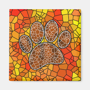 Aimant Empreinte de patte de chien en art mosaïque