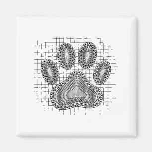 Aimant Empreinte de patte de chien tribal sur Arrière - p