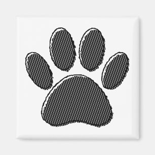 Aimant Empreinte de patte de chiot rayé noir et blanc